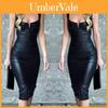 Fashion Women Pu Leather Bandage Bodycon Sleeveless Mini Dress For Club And Party Events