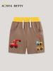 Summer 2026 Kids' Shorts: Cartoon Construction Vehicles Embroidery, European & American Style, Medium & Small Sizes, Casual Wear
