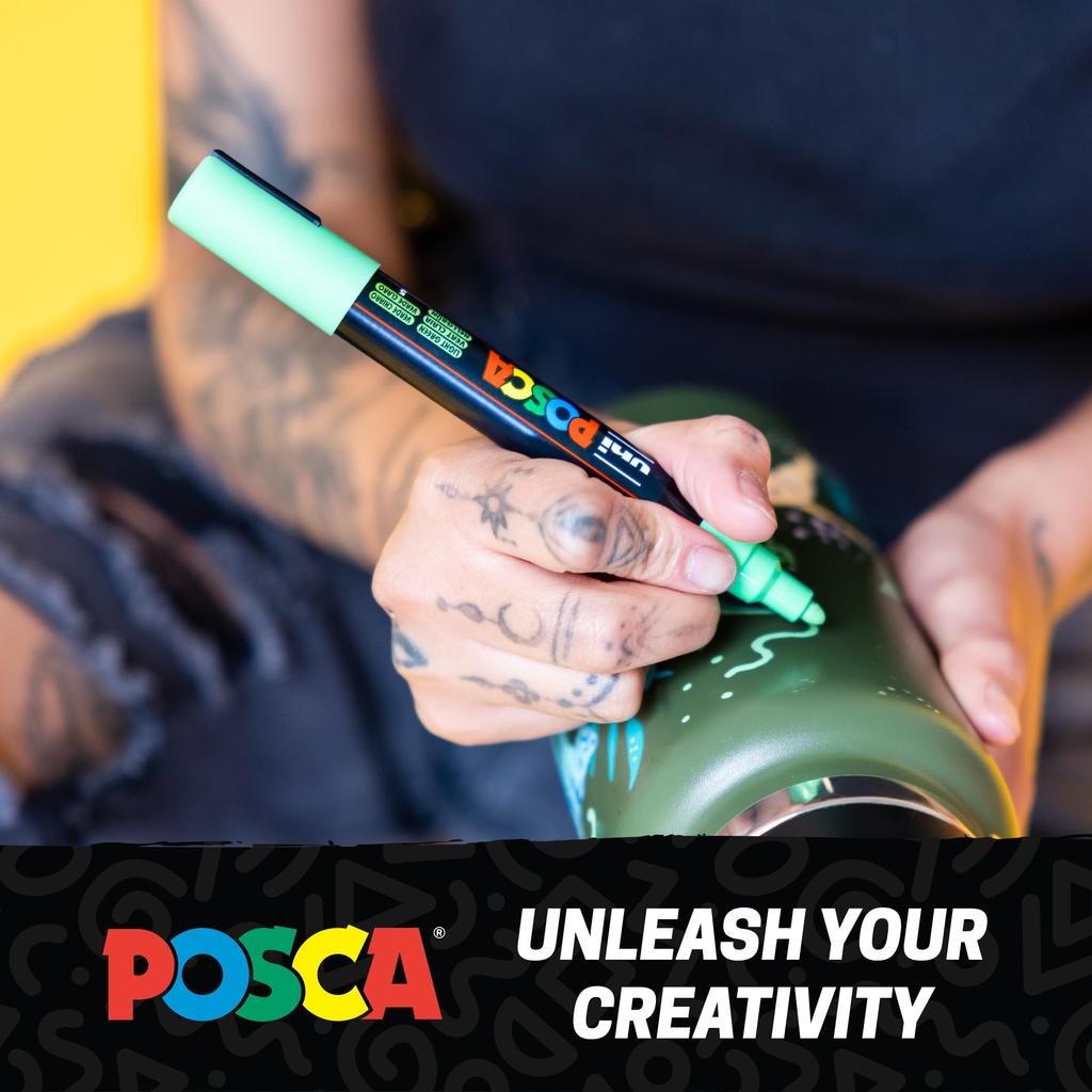 Posca Mitsubishi Pencil Punta Fine Rotonda 15 PC3M15C Penna a Base d'Acqua, Punta, Pennino, Colori,