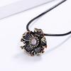 Exaggerated Sun Flower Purple AAAA Zircon Necklace 925  Fashion Black Gold Jewelry Women's Sweater Chain Party Gift