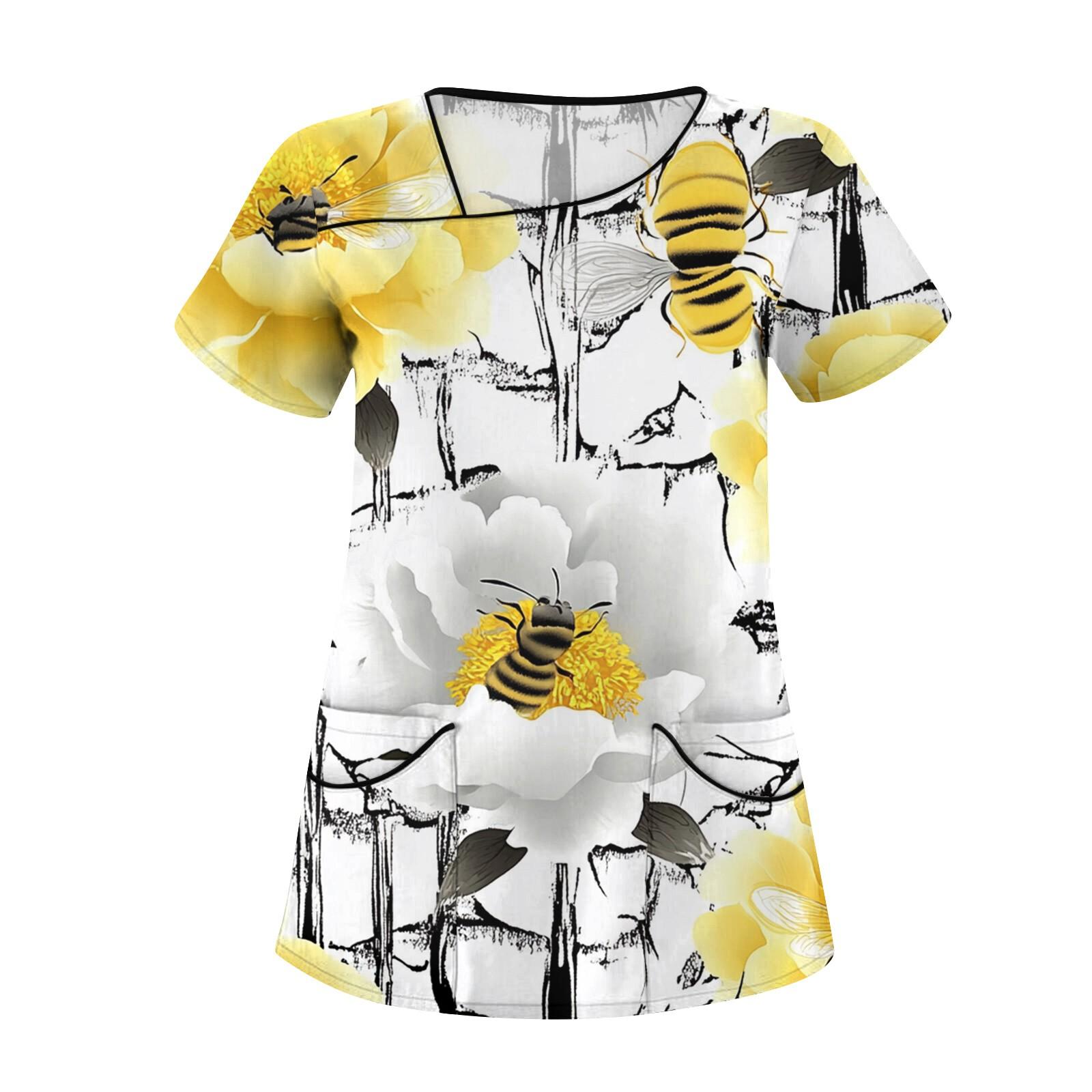 

Женская мода цветочный принт короткий рукав комбинезон с карманами топы одежда M жёлтый