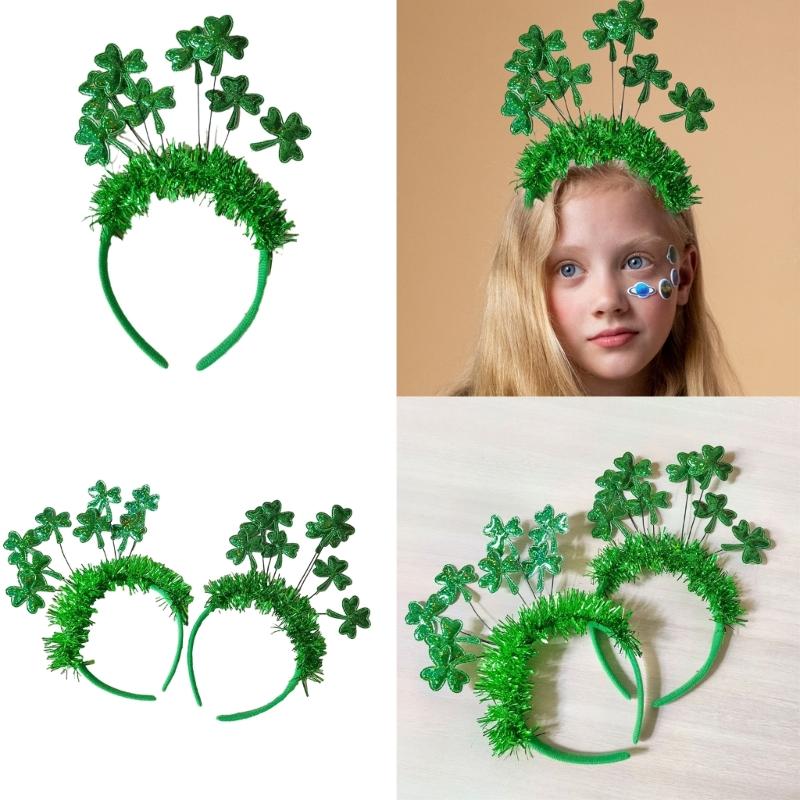 Tinsel Three Leaves Headband Girl Irish Holiday Christmas Cosplay Party Hairband