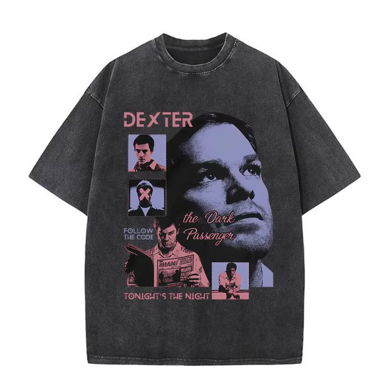 TV Play Dexter Morgan Vintage Washed Tshirts Unisexs Women Clothing Casual Cotton Oversized T Shirts Fashion Hip Hop Tshirt Tops