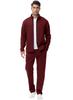 YSENTO Training Jersey Long Drawstring Wine Size L Men's Set, Stand-Up Collar, Full-Zip Top, Sleeves, Pants, Sweat-Wicking, Quick-Drying, Red,