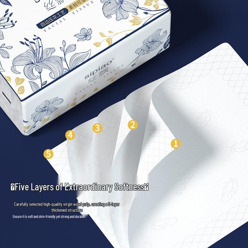 Sipiao Guofeng 3-Pack, 5-Ply, 450-Sheet Extra Thick Facial Tissues - Family Value Pack