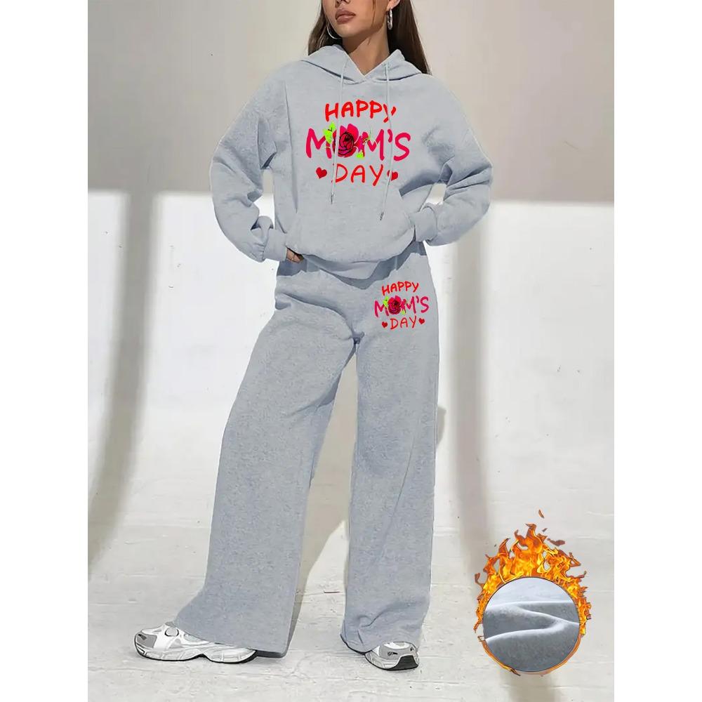 Women's Fashion Hoodie and Straight Leg Pants Two Piece Set, Suitable for Autumn and Winter Wear, Paired with Comfortable Hoodies and Wide Leg Pants