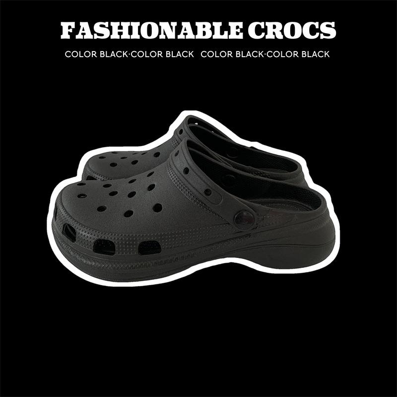 Thick-soled hole shoes women wear outside in summer muffin bottom bag head half drag non-slip fashion heightening beach cool slippers