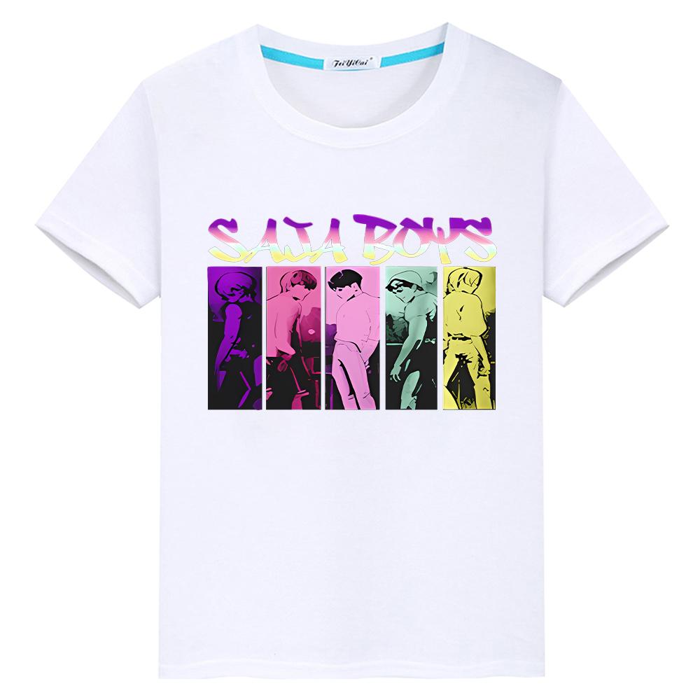 

Saja Boys 100%Cotton t shirt for kids boy 10year anime Short kpop demon hunters Print Kawaii Tees Cute Tops y2k girls clothes 100
