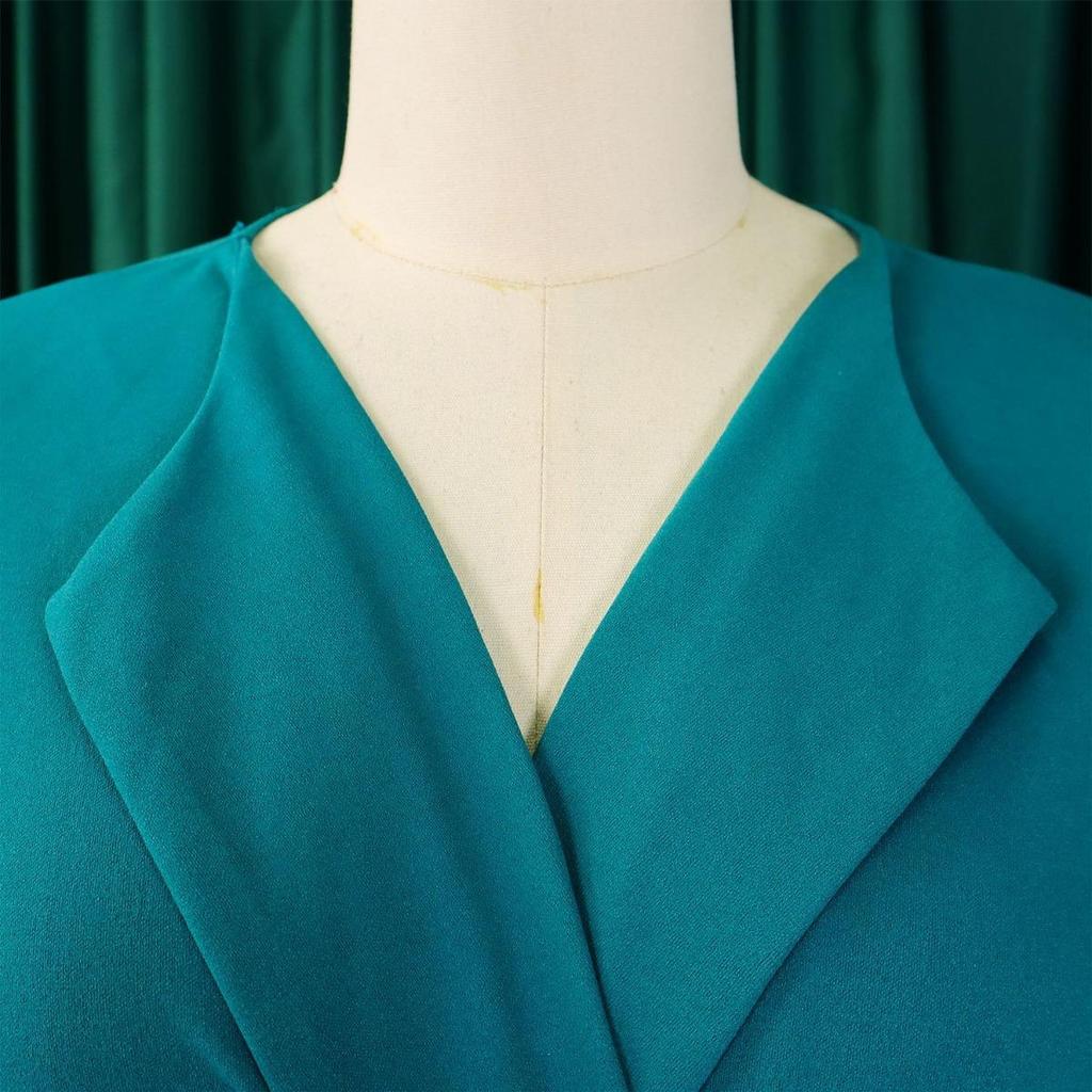 Herbst Winter Neu Damen OL Mode Blazer Kragen Plissiert Schlanke Passform Große Größen Afrikanisches Kleid D3291