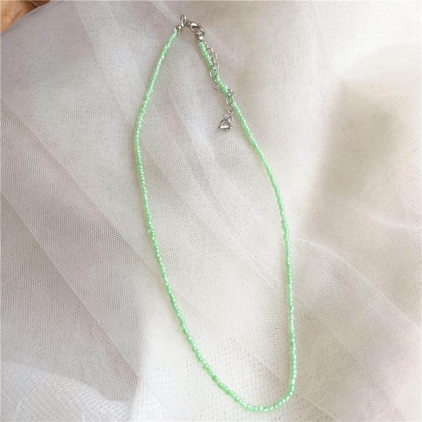 Collier de perles de couleur rétro, Collier de perles de riz arc-en-ciel style fille, Collier de couleur bohème