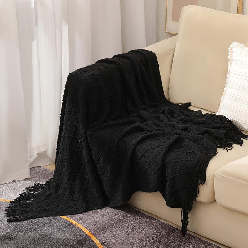 Tassel Summer Thin Throw Blanket Knitted Sofa Cover Blanket Office Air Conditioning Window Blanket Cozy Small Napping Throw Blanket For Home