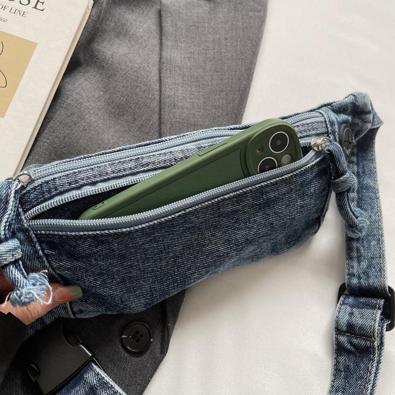 Borsa Mini in Denim Multistrato Retrò Borsa per Cellulare Borsa a Tracolla da Donna