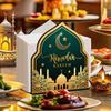 Wooden Eid Mubarak Tissue Box Decorative Large Capacity Tissue Storage Box Anti-slip Tissue Dispenser Eid Al Fitr Celebration