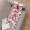 Winter Holiday Thigh High Stockings for Women Christmas Reindeer Snowflake Knitted Over Knee Boot Socks Long Leg Warmers