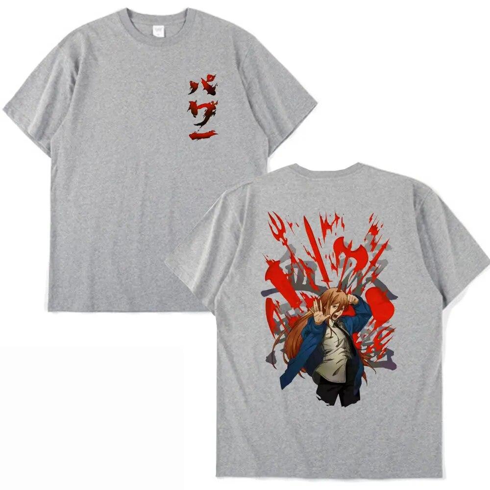 Japonské anime Unisex tričko s motivem motorové pily Makima Power Denji Unisexga Tričko s potiskem Unisex Dámská oversexová trička Unisexga s krátkým rukávem