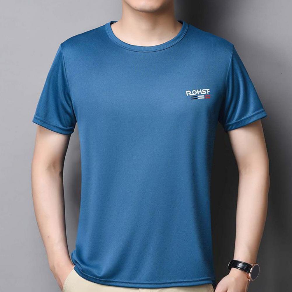 Sommer Herren Top Ice Silk Schnelltrocknend Kurze Ärmel O-Ausschnitt Locker Einfarbig Dünn Atmungsaktiv Elastisch Lässig Pullover Täglich Sport