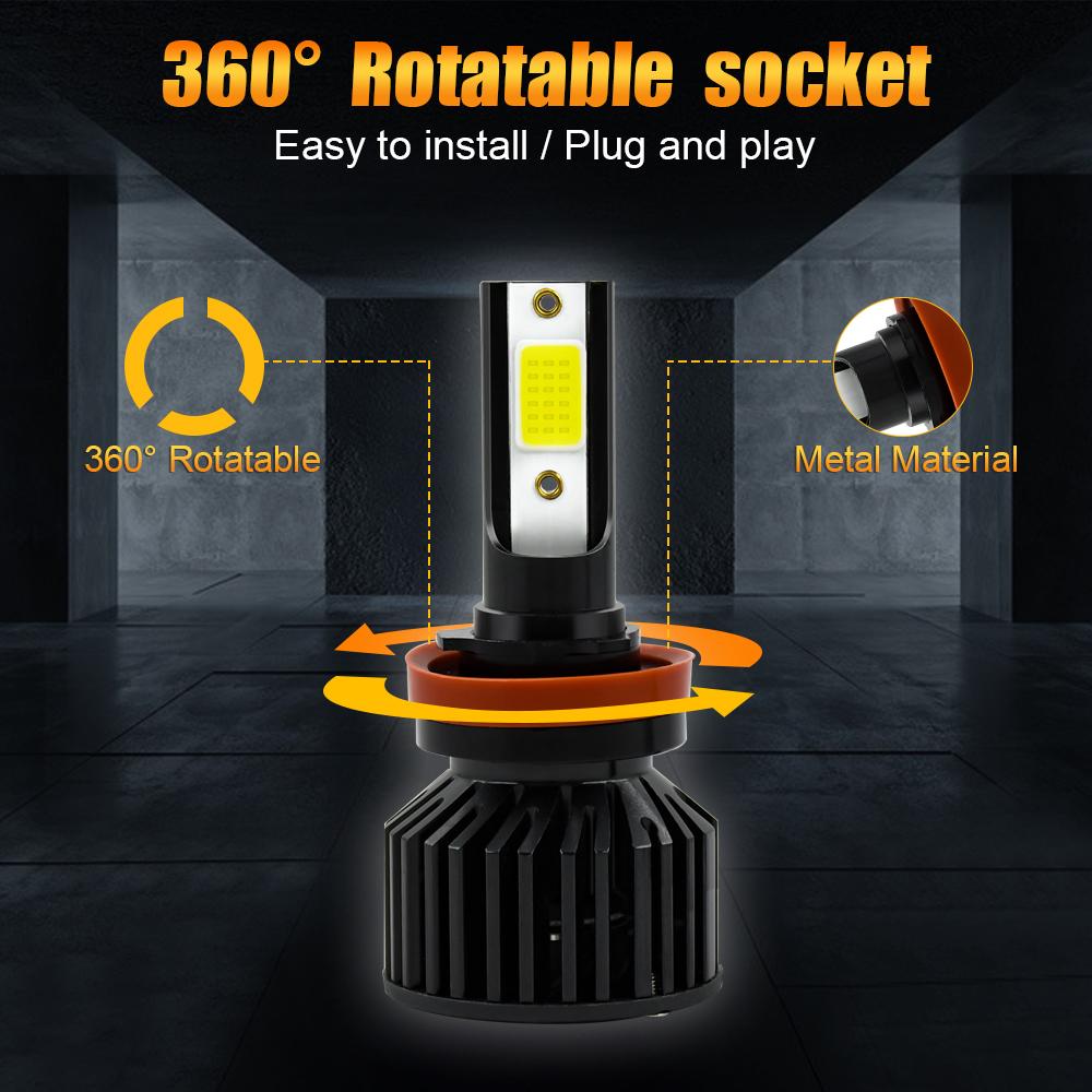 LED Head Lamp 1 Pair Auto Fog Light Bulbs 40W 8000LM 6000K H4 H7 H11 9006 Car  Headlight Car Stylish Super Bright Big Led Chip