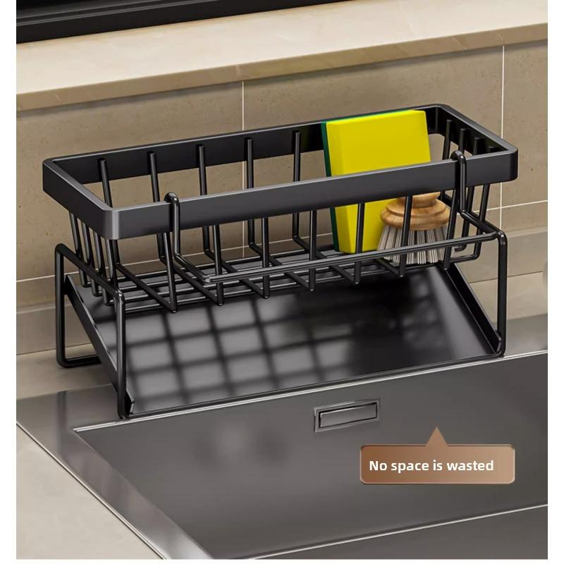 1pcs Kitchen Shelf Countertop Multifunctional Sink Cloth Drain Rack Dishwashing Cloth Sponge Detergent Steel Ball Storage
