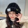 Winter Korean version of warm ear protection plush hat women's new bear ears plush thickened cold-proof knitted hat shows small face