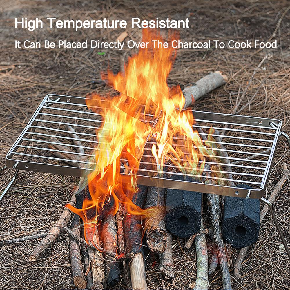 Grătar Portabil din Oțel Inoxidabil Pliabil pentru Camping Suport pentru Aragaz de Exterior Camping Mini Suport Raft pentru Barbecue Tava Suport Accesorii BBQ