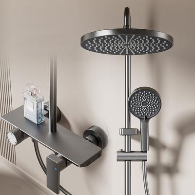 Grey Shower System Set Bathroom Modern Bath Shower Set Hotel Apartment Bathtub Hot Cold Mixer Rainfall Shower Faucet Full Set
