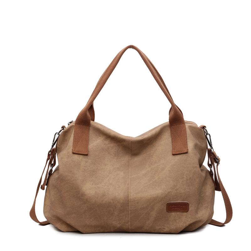 Fashion large-capacity travel bag contrasting colors 2025 casual retro canvas versatile messenger bag shoulder bag handbag