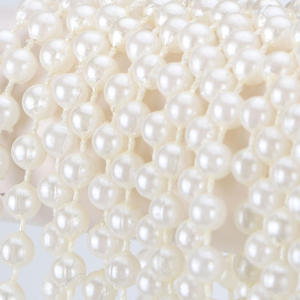 10m Long Bead String ABS Imitation Bead Decorative String for Ornament Home DIY ToolBeige