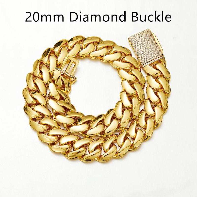 Cadenas Cubana Hip Hop Jewelry Luxury Gold Plated Choker Stainless Steel Miami Cuban Link Chain Necklace for Men