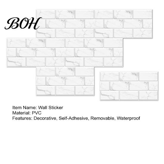 Waterproof Wall Stickers for Kitchen 6Pcs Marble Pattern Peel And Stick Backsplash, Brick Panels, Self Adhesive Modern Nordic Style Covering