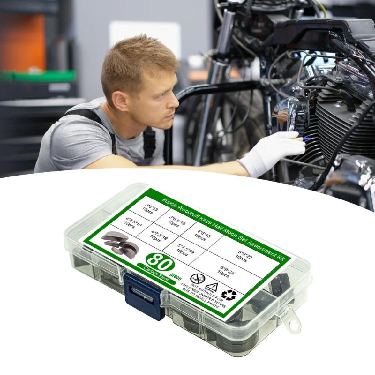 Strong Woodruff Key Assortment 80Pcs Resistant Machine Component Key Easy to Carry for Rotating Shafts & Gears