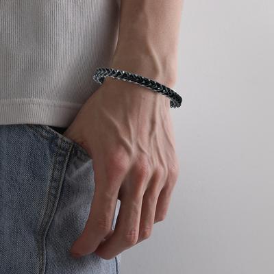 Yousheng Men Bracelet Personality European And American Geometric Titanium Steel Vintage Punk Style Snake Bone Shape Wrist Chain Fashion Accessories