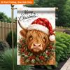 2D Flat, 2D Flat Printing Garden Flag 1pc, Christmas Themed Furry Animal Durable Single-Sided Print Yard Flag, Garden & Home Holiday Decoration, 29.97