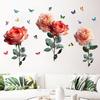 Peony Rose Butterfly Waterproof Removable Wall Sticker for Living Room/Bedroom