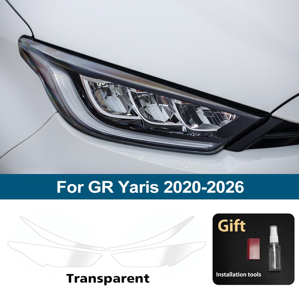 Anti-Scratch High-Gloss Car Headlight Protective Film Smoke Black Pre Cut For  GR Corolla Yaris Auto Vinyl Wrapping Film