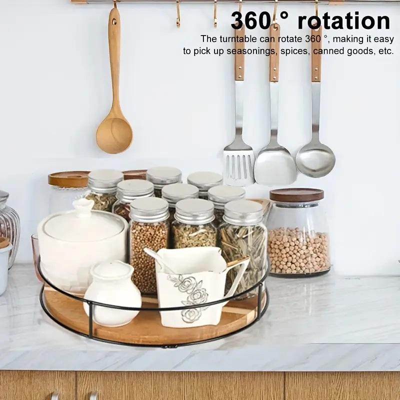 360 Degree Rotating Lazy  Turntable Versatile Rotating Storage Rack Round Wooden for Home Kitchen Pantry
