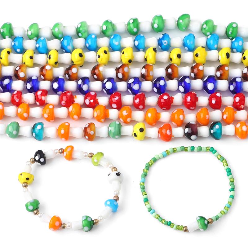 5-25Pcs Glazed Mushroom Glass Beads For DIY Jewelry Making Necklace Bracelet Earrings Craft Accessories