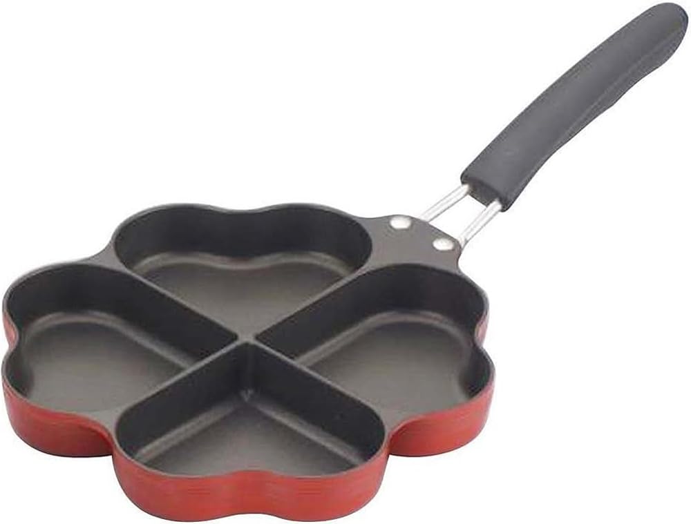 Sugiyama Metal IH-Compatible "Shiawase Wo Brings Happiness" Four-Leaf Frying Pan, Red, KS-2812