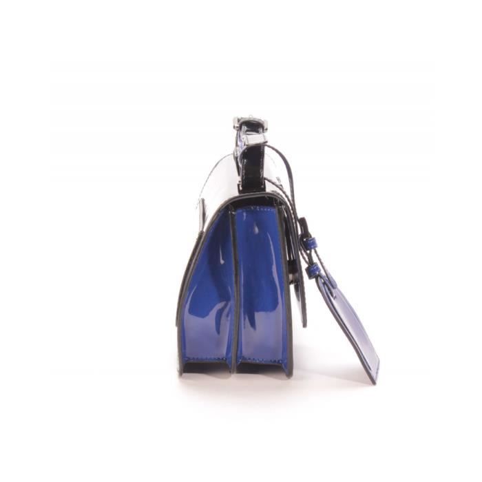Pochette - Thierry Mugler - Lys 4 - Noir/Bleu électrique - Effet vernis - Porté bandoulière