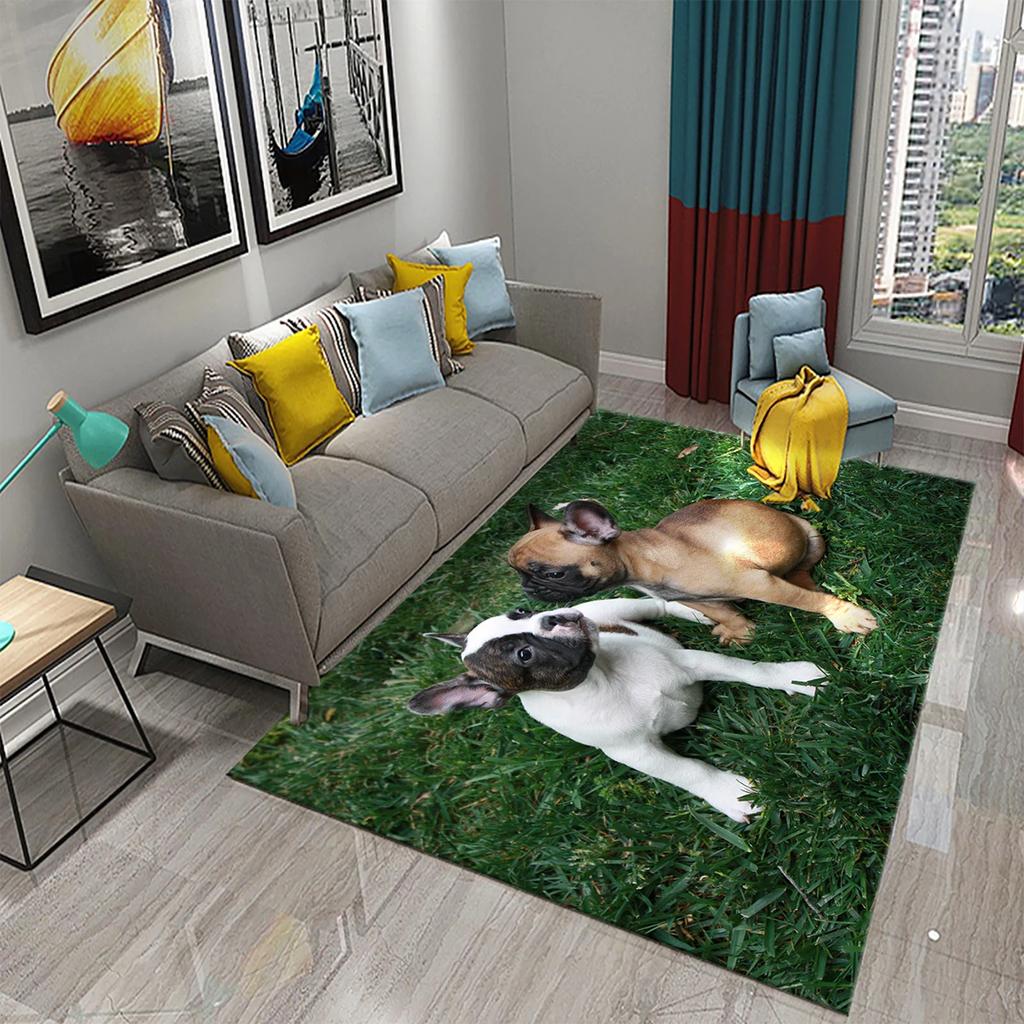 French Bulldog Carpet Lovely Animal Rugs for Bathroom Non-slip Doormat Balcony Carpet Welcome Rug Living Room Bedroom Decor Rug