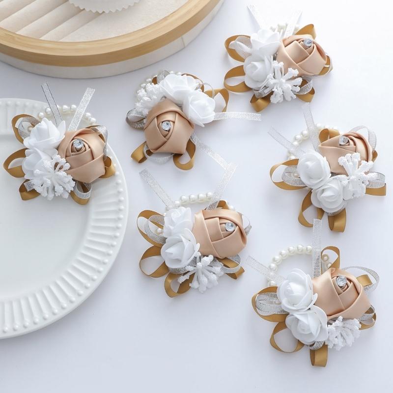Romantik Seidenblume Braut Handgelenkblume Corsage für Hochzeitsfotografie Verlobungsparty Zubehör Handgelenkdekoration