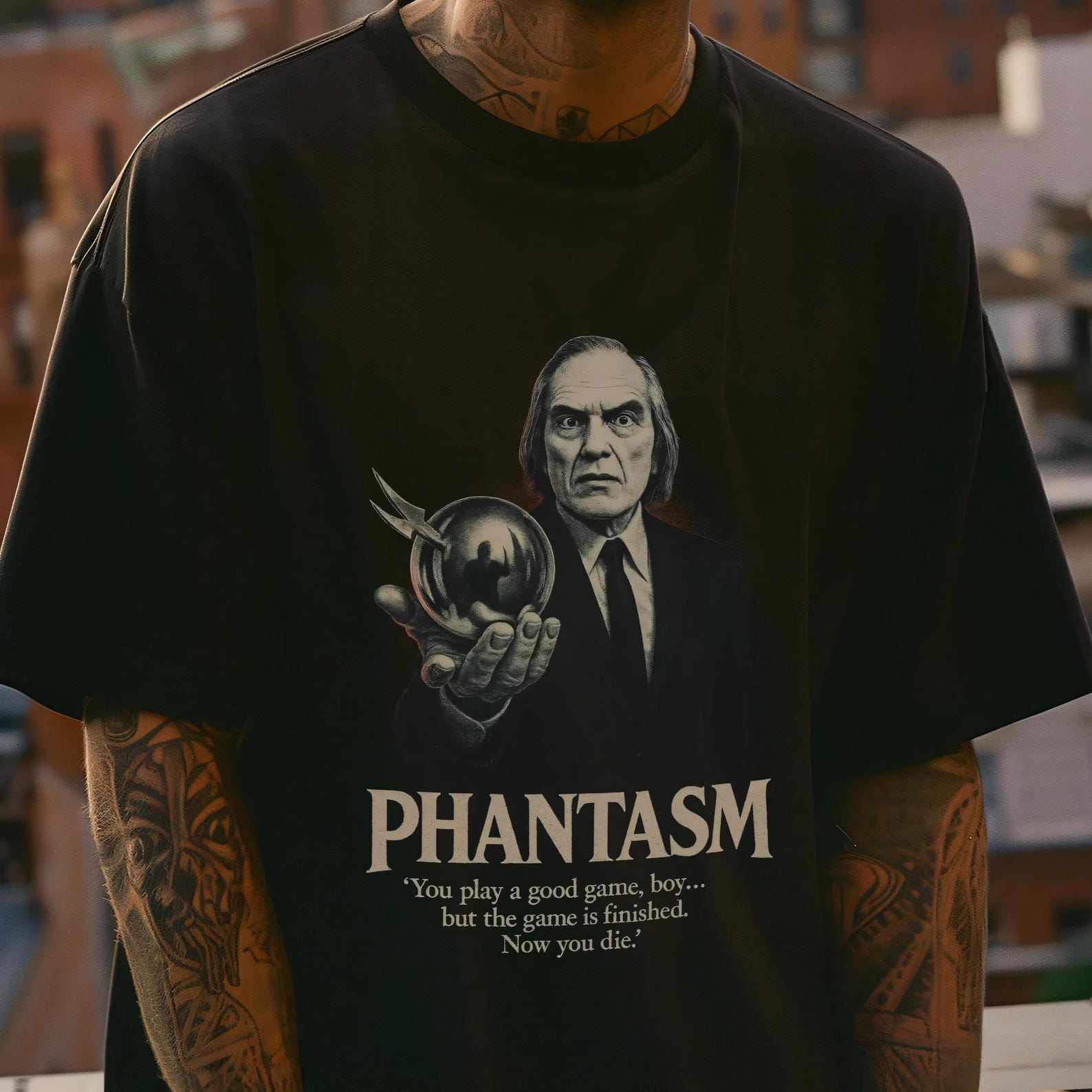 Phantasm TShirt, 70s horror movie tee, cult film fan merchandise, The Tall Man quote S