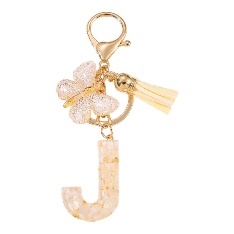 Decorative Initial Keychain Butterfly Charm Tassels Pendant Stylish Resin Alloy Material Compact Everyday Accessory