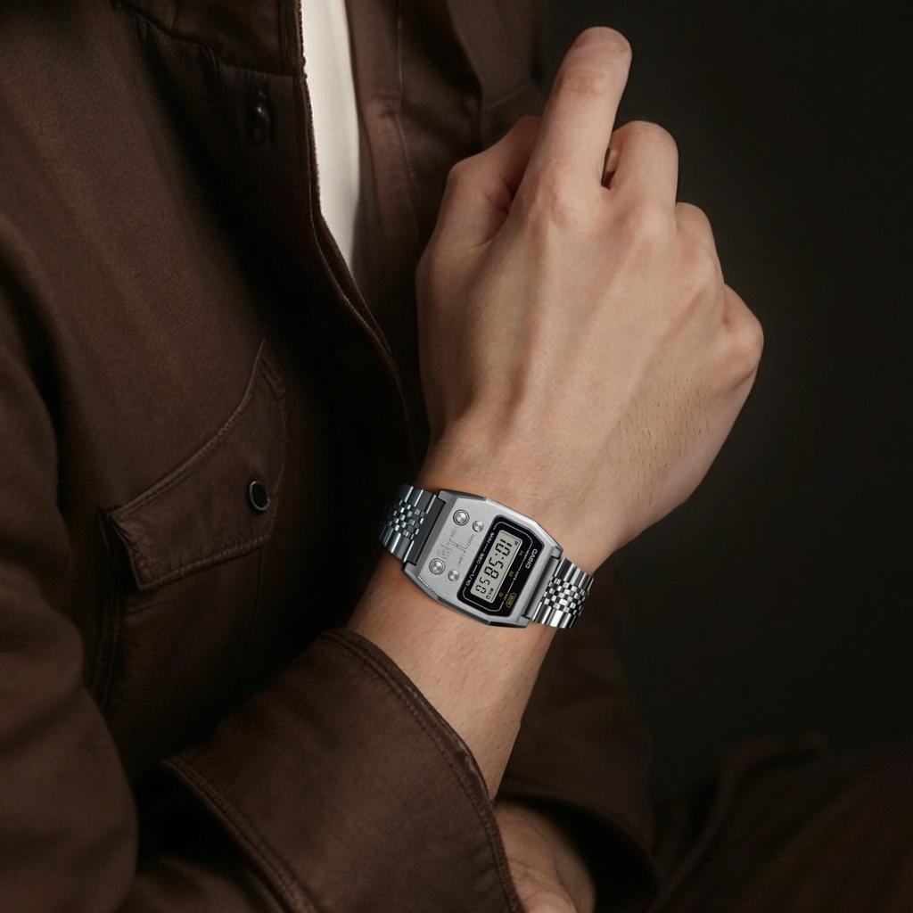 CASIO Men VINTAGE Series Silver Watch A1100D-1VT A1100D-1VT