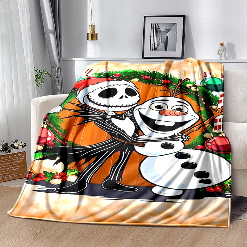 1Pc Christmas Jack Snowman Blanket Soft And Comfortable Casual Warm Camping Travel Christmas Halloween Gift M921501