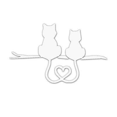 [JASDESIGN] Autocollant Chat Autocollant Chat Autocollant Voiture Chat Décalcomanie Derrière Cœur JM-131 (Blanc Argenté, 1)