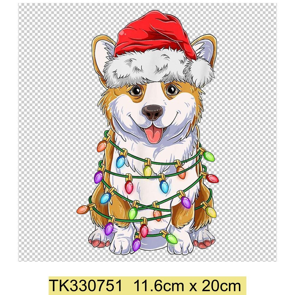 Iron On Christmas Snowmen Santa Claus Christmas Trees  Patch DIY Heat Transfer Tops Appliqued Vinyl Iron On Clothes Stickers