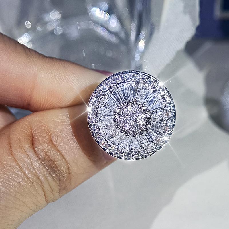 

Популярный модный круглый ювелирный подарок серебряный микро-паве циркон кулон серьги браслет кольцо набор из трех предметов для вечеринки дня рождения