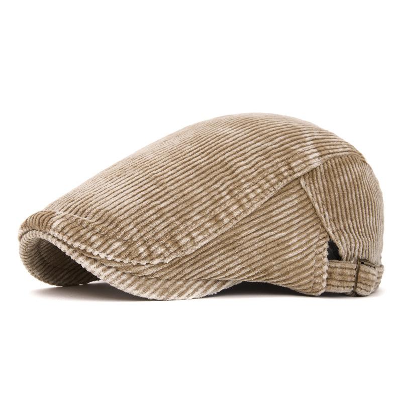 Autumn Winter Forward Cap Men's Corduroy Peaked Cap Women's Retro Beret British Newsboy Cap