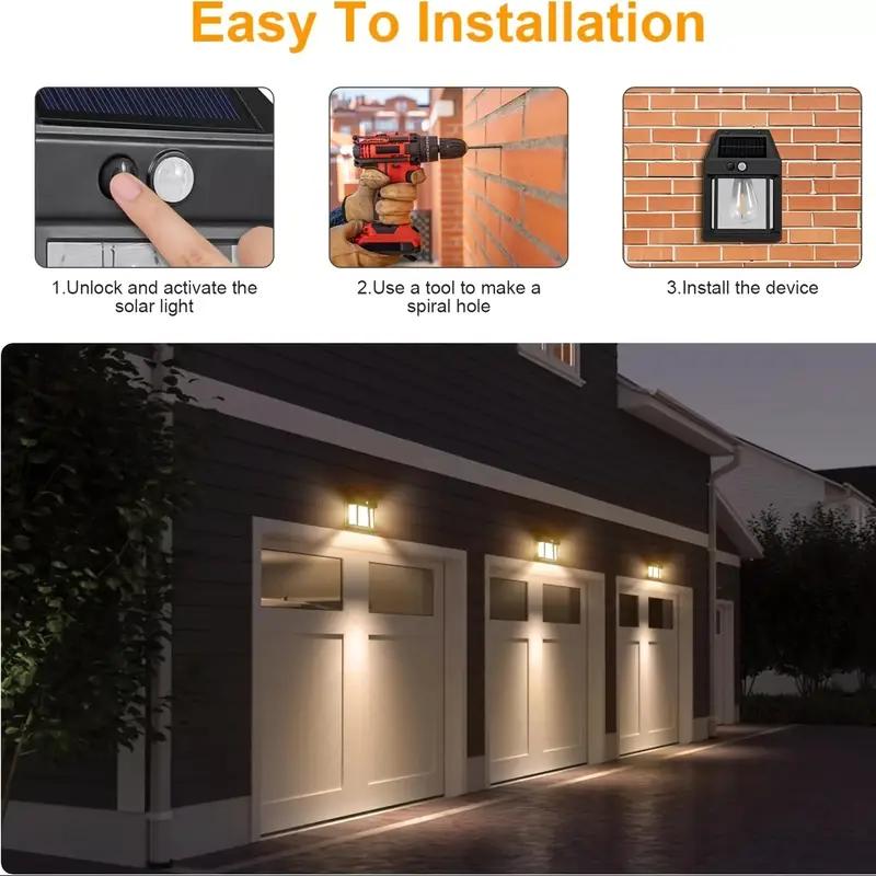 Solar LED Wall Light Outdoor Motion Sensor Light with 3 Modes Waterproof for Patio Deck Porch Barn Garage Safety Lighting Lamp