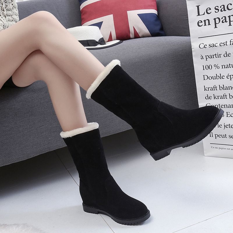 Fashion Winter Round Toe Mid Calf Women's Snow Boots Plush Designer Luxury Boot Chic and Elegant Padded Comfortable Fashion Ladies Shoes